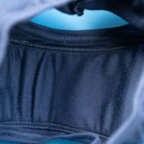 Inside view of the brief showing the gusset with its waterproof and absorbent layer.